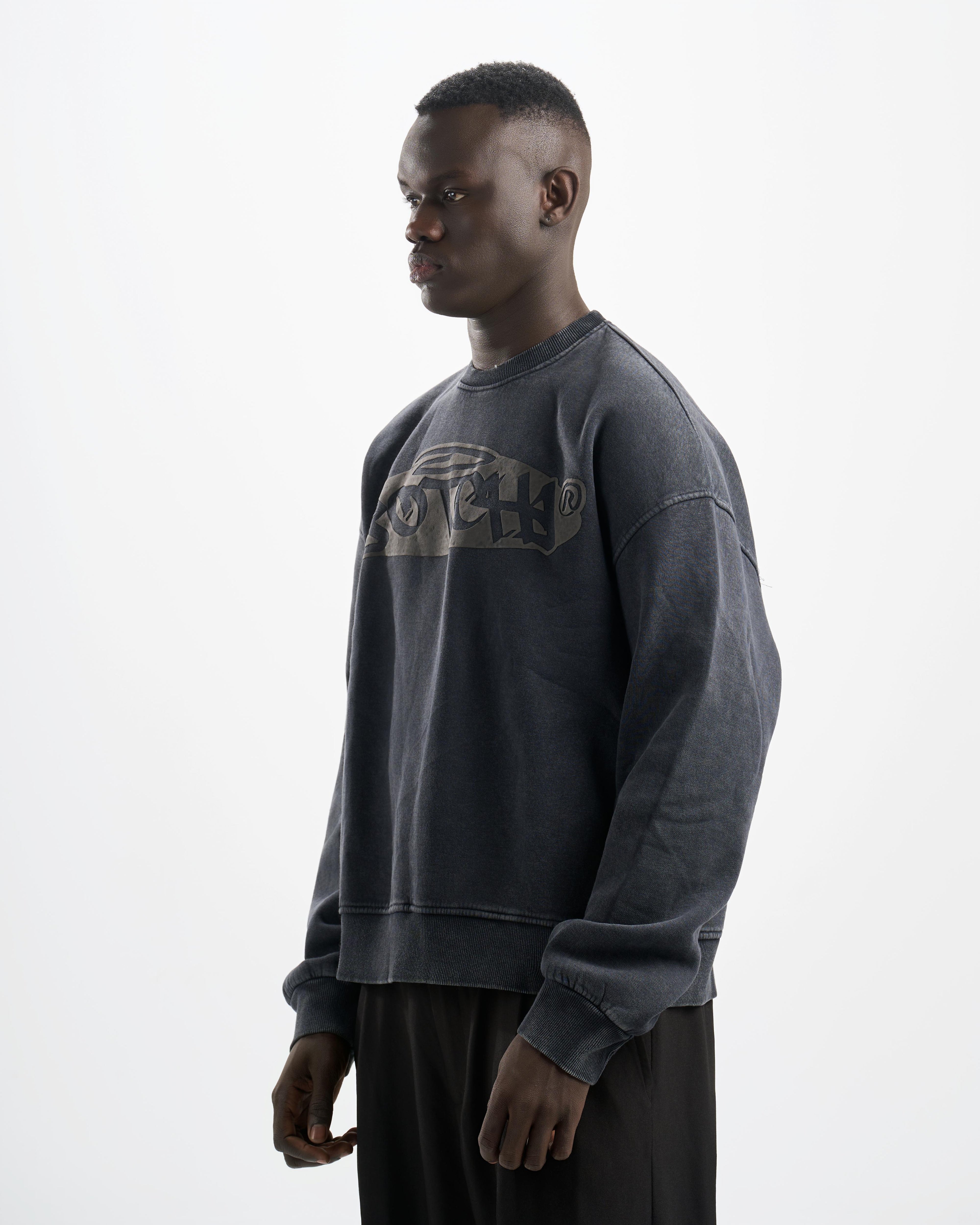 Botchi Stone Washed Melton Crewneck Dark Grey