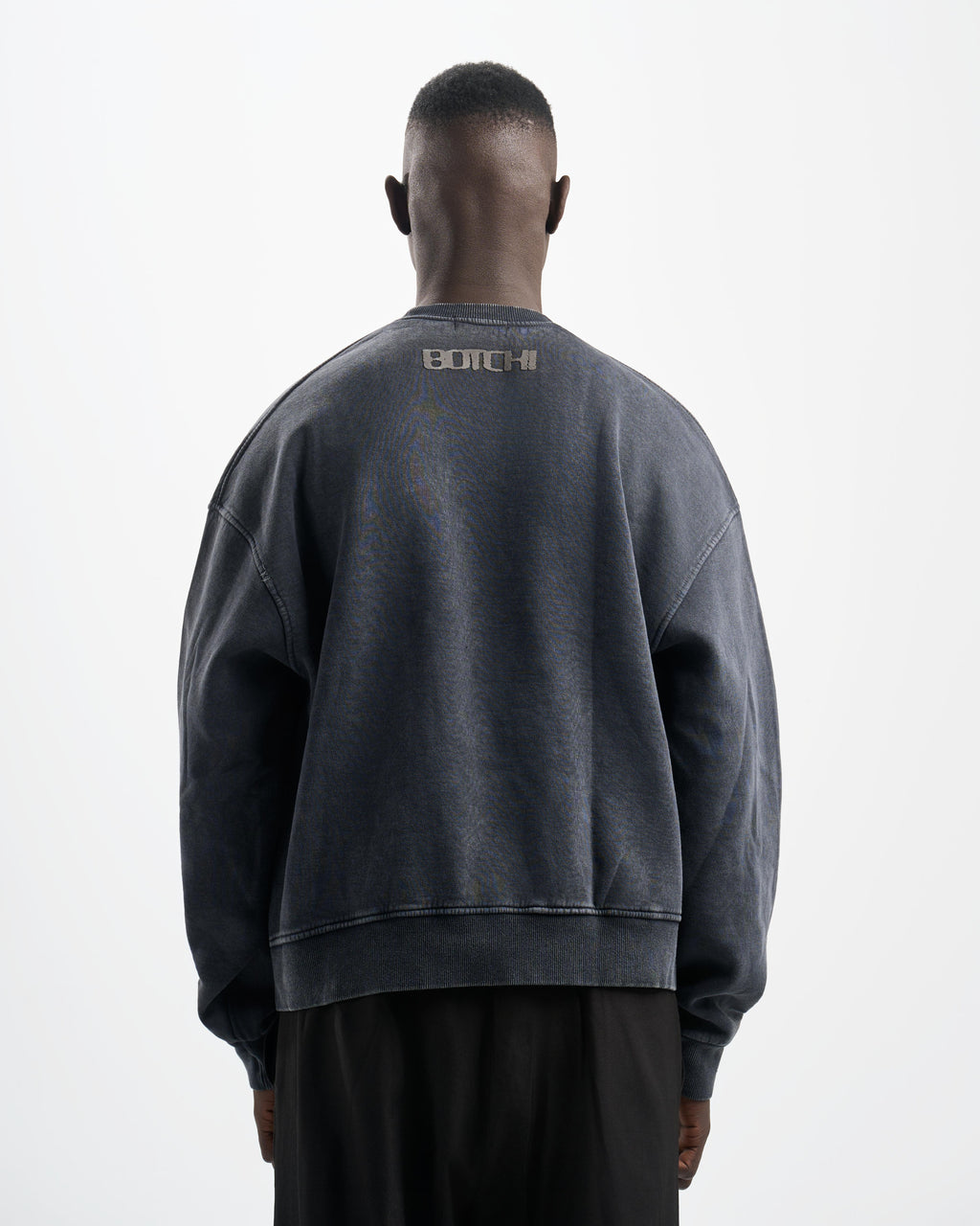 Botchi Stone Washed Melton Crewneck Dark Grey