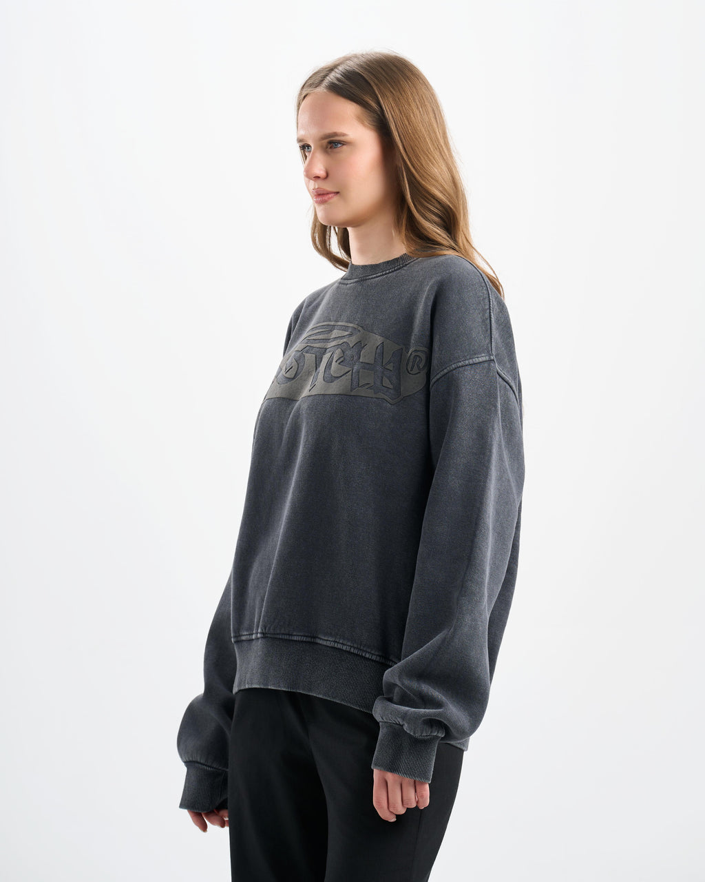 Botchi Stone Washed Melton Crewneck Dark Grey