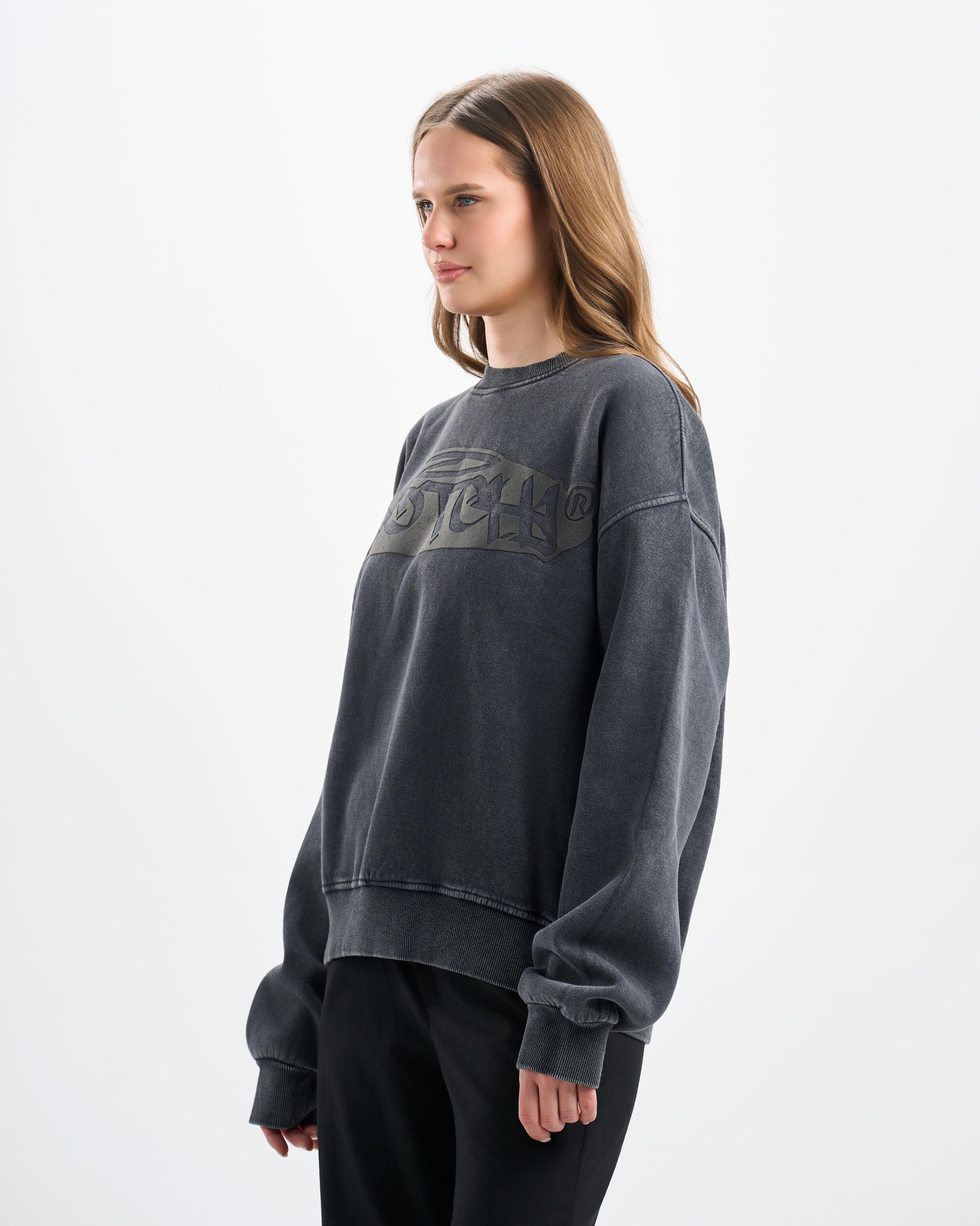 Botchi Stone Washed Melton Crewneck Dark Grey