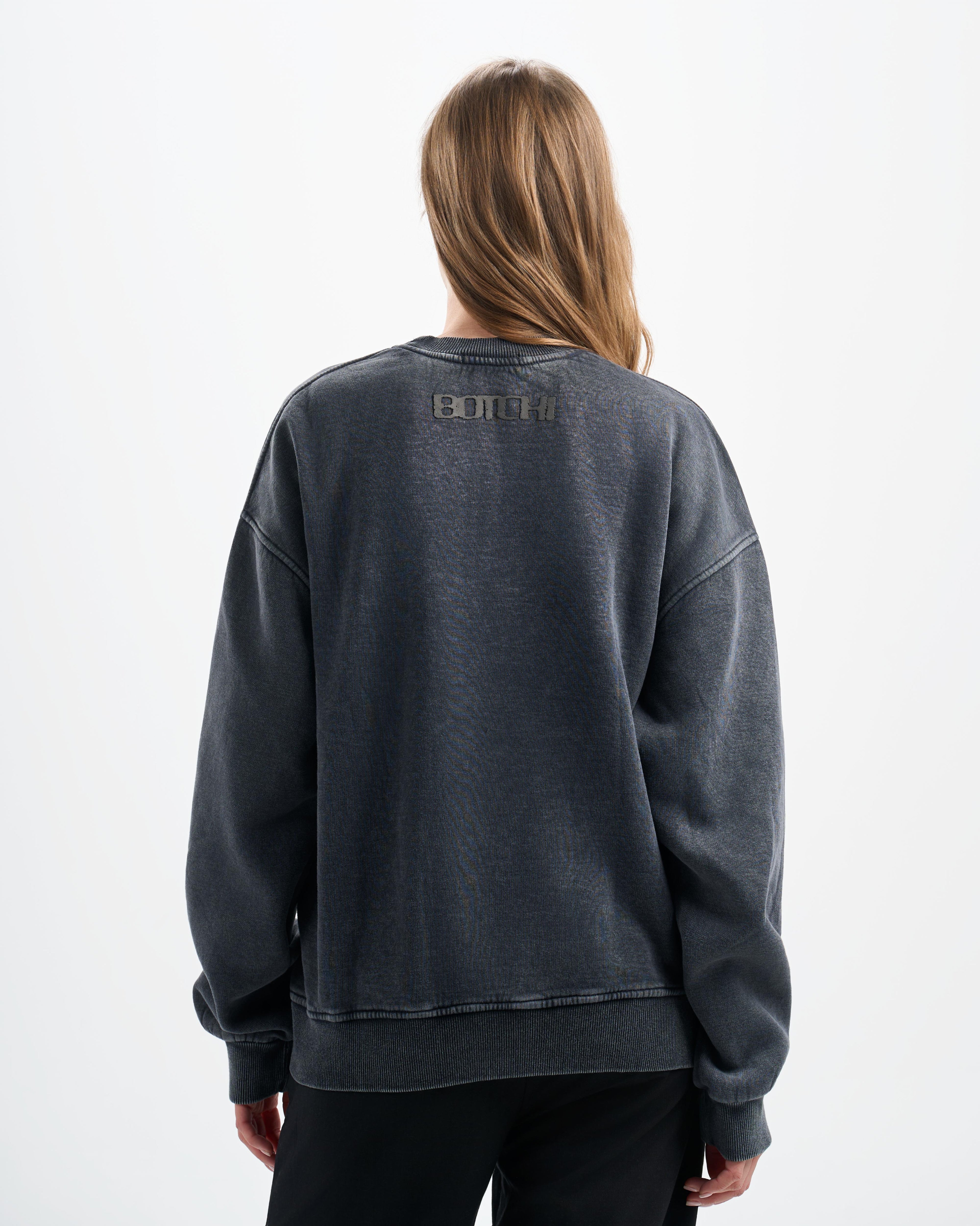 Botchi Stone Washed Melton Crewneck Dark Grey