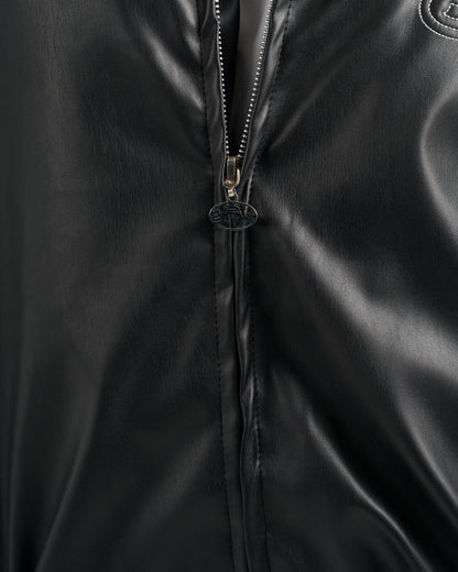 Botchi Embroidered Leather Jacket Black (Oversized - Waterproof)